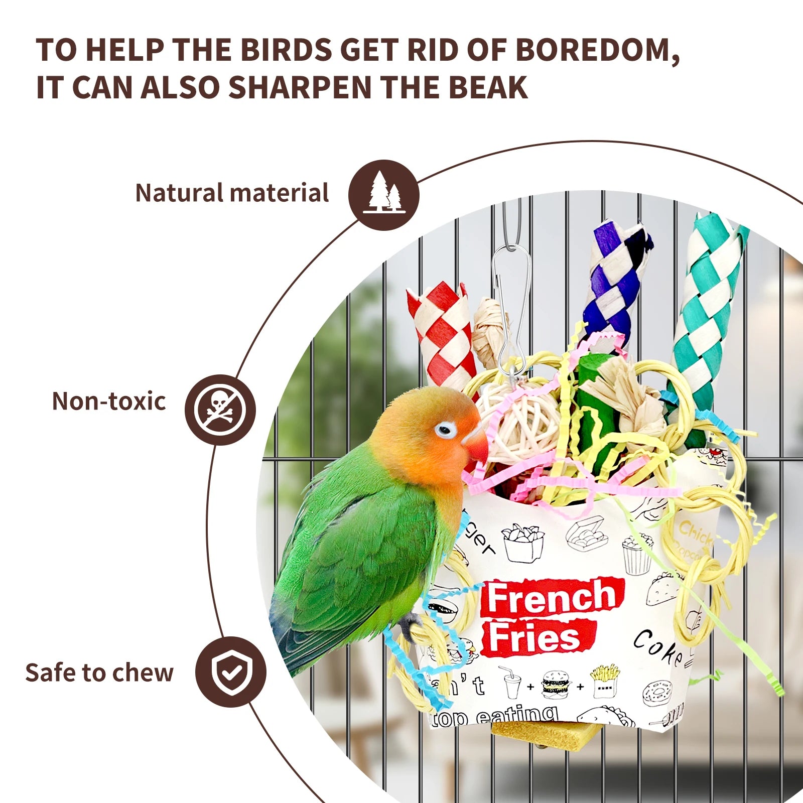 6PCS Bird Chew & Foraging Toys – Shredding Training Toys for Small & Medium Parrots, Budgies, Cockatiels, Lovebirds & Conures