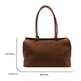 Unisex Suede Top-Handle Tote – Solid Colour Retro Handbag with Inner Pocket for Work & Travel