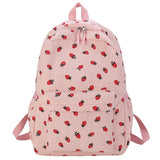 Corduroy Strawberry Backpack – Large-Capacity Student School Bag | Cute Teen Girls Daypack with Adjustable Straps