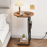 Greige C-Shaped End Table – Sleek Sofa Side Stand for Living Room, Bedroom