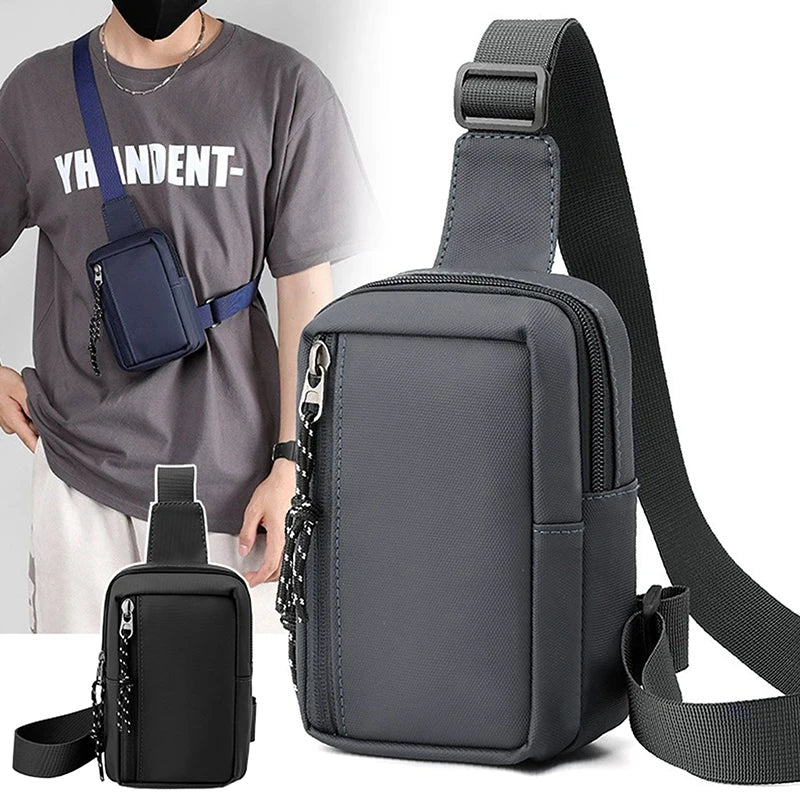 Men’s Canvas Chest Bag – Small Fashion Crossbody Sling Shoulder Bag for Phone, Travel & Daily Use