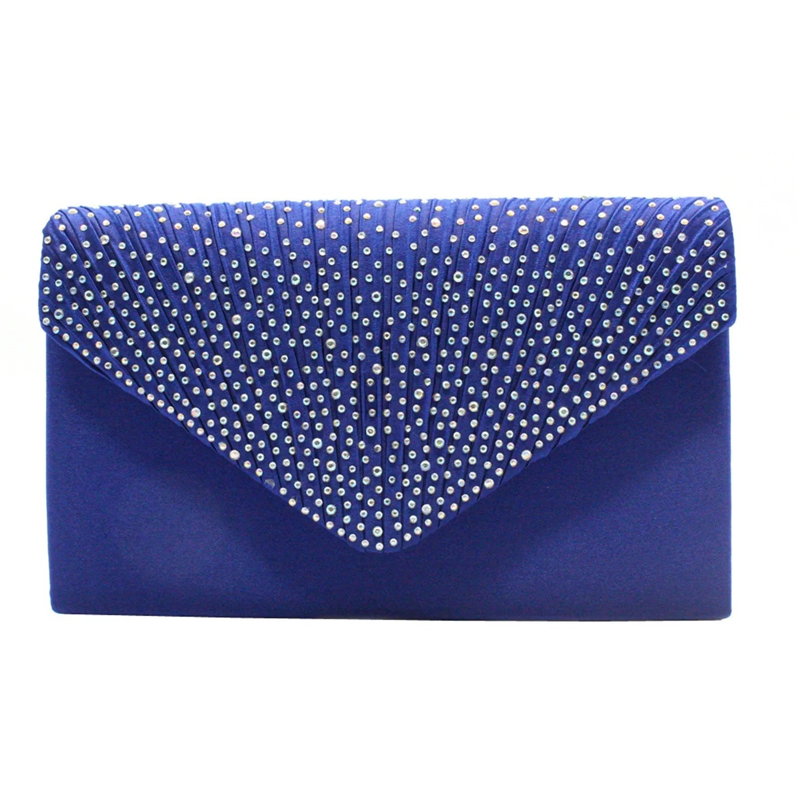 Women’s Satin Rhinestone Clutch – Elegant Evening Shoulder Bag with Thin Chain for Parties, Banquets & Weddings