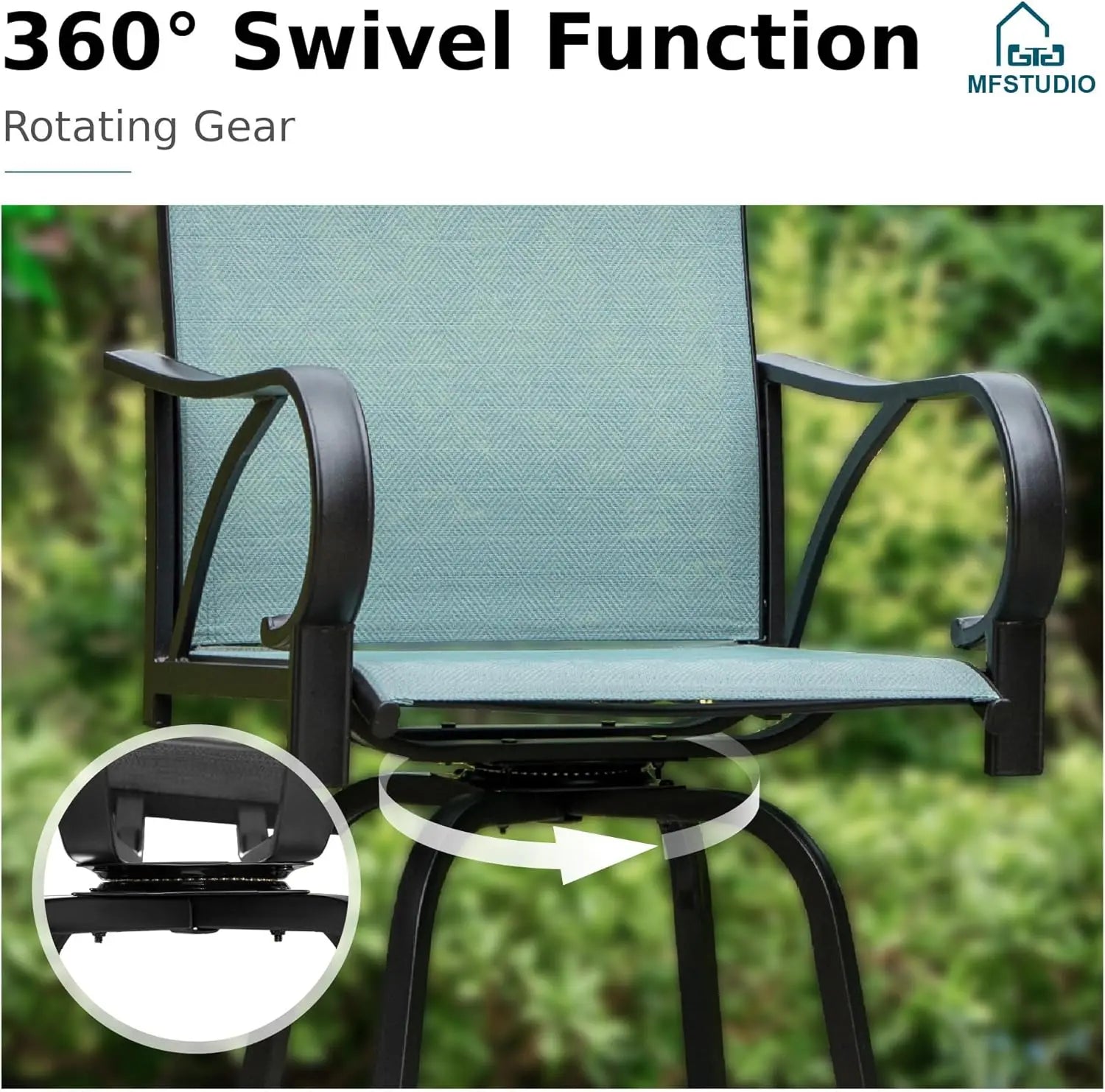 “5-Piece Outdoor High-Top Bar Set – Waterproof Bar-Height Table & 4 Chairs Bistro Patio Set in Light Blue”