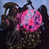 Halloween Light-Up Ghost Fortune Teller – Touch-Sensing Grim Reaper Statue for Haunted House & Spooky Home Décor