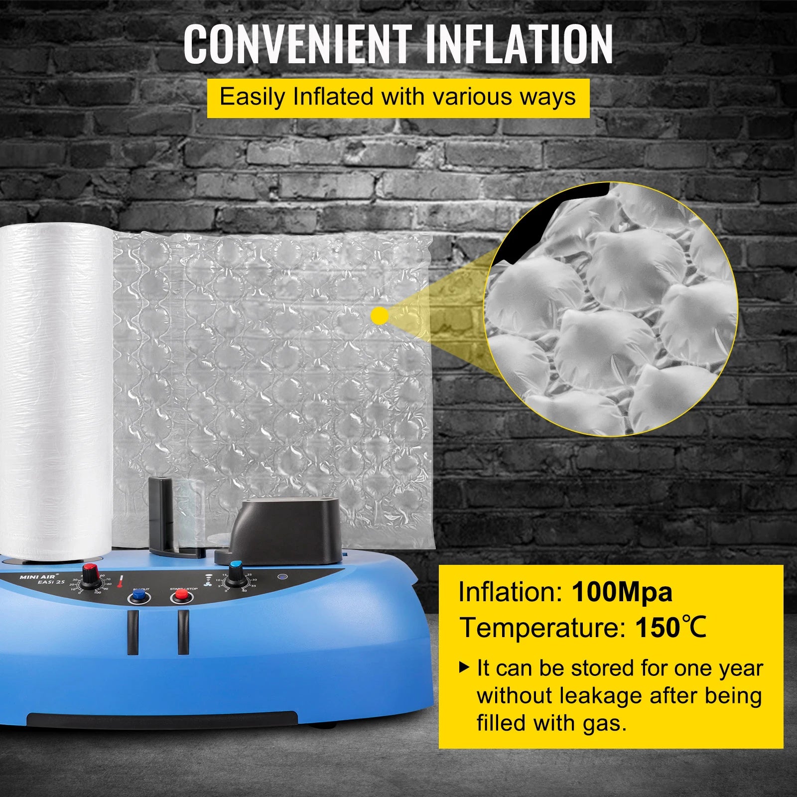 SucceBuy 984ft Air Cushion Film Roll – Shockproof Bubble Packaging Wrap for Air Cushion Machines, PE Cushioning Bags