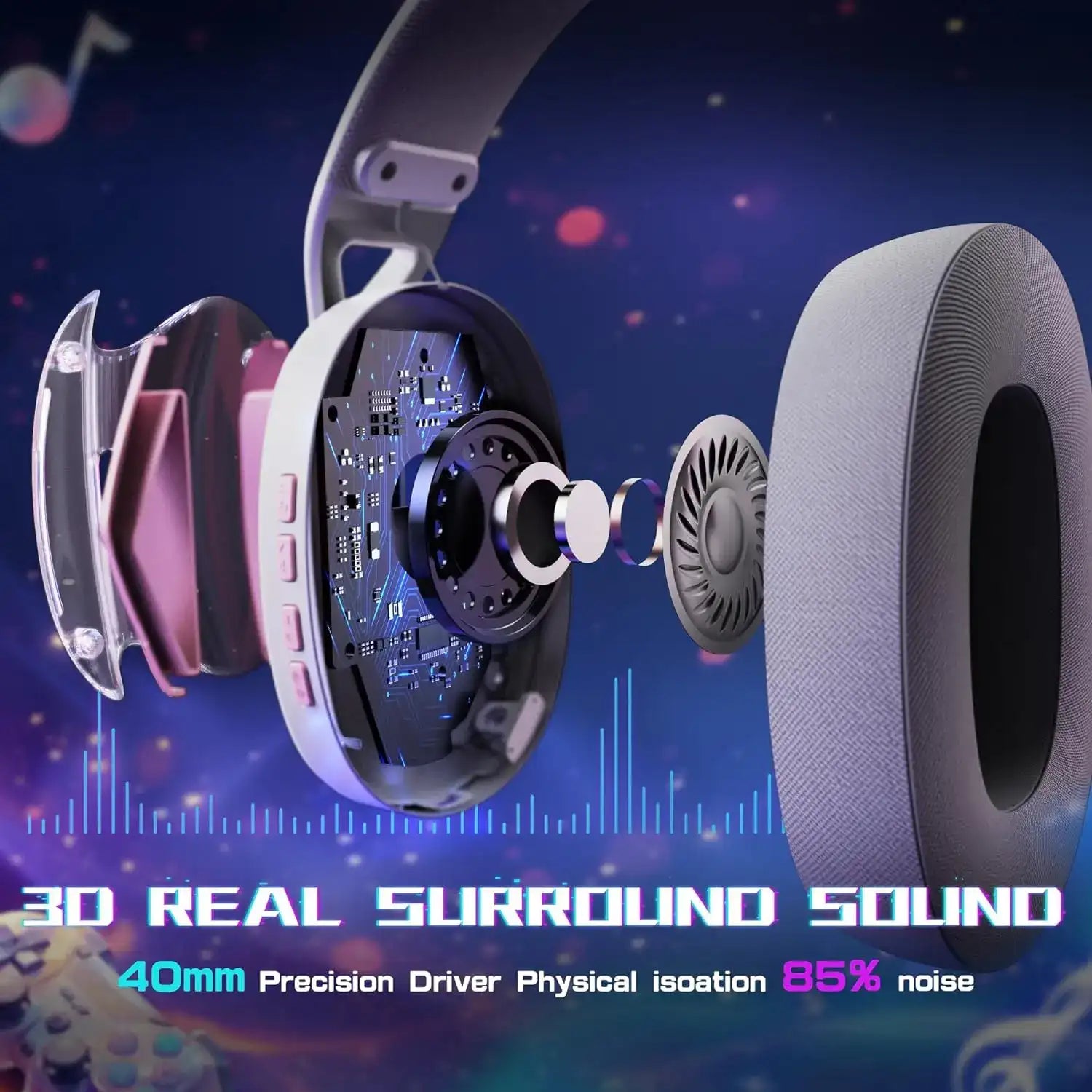 MambaSnake × Attack Shark L60 Tri-Mode Wireless Gaming Headset – 2.4 GHz / Bluetooth / Wired, 40 mm Drivers 🎧🔥