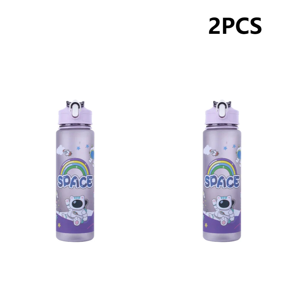 800ml Astronaut Sports Water Bottle with Straw & Carry Handle for Kids (Large Capacity)