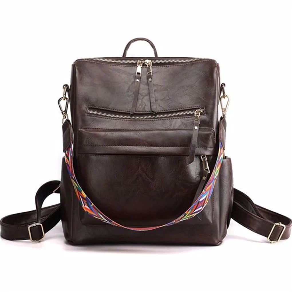 Convertible PU Leather Backpack Purse for Women – Casual Fashion Shoulder Bag with Large Capacity