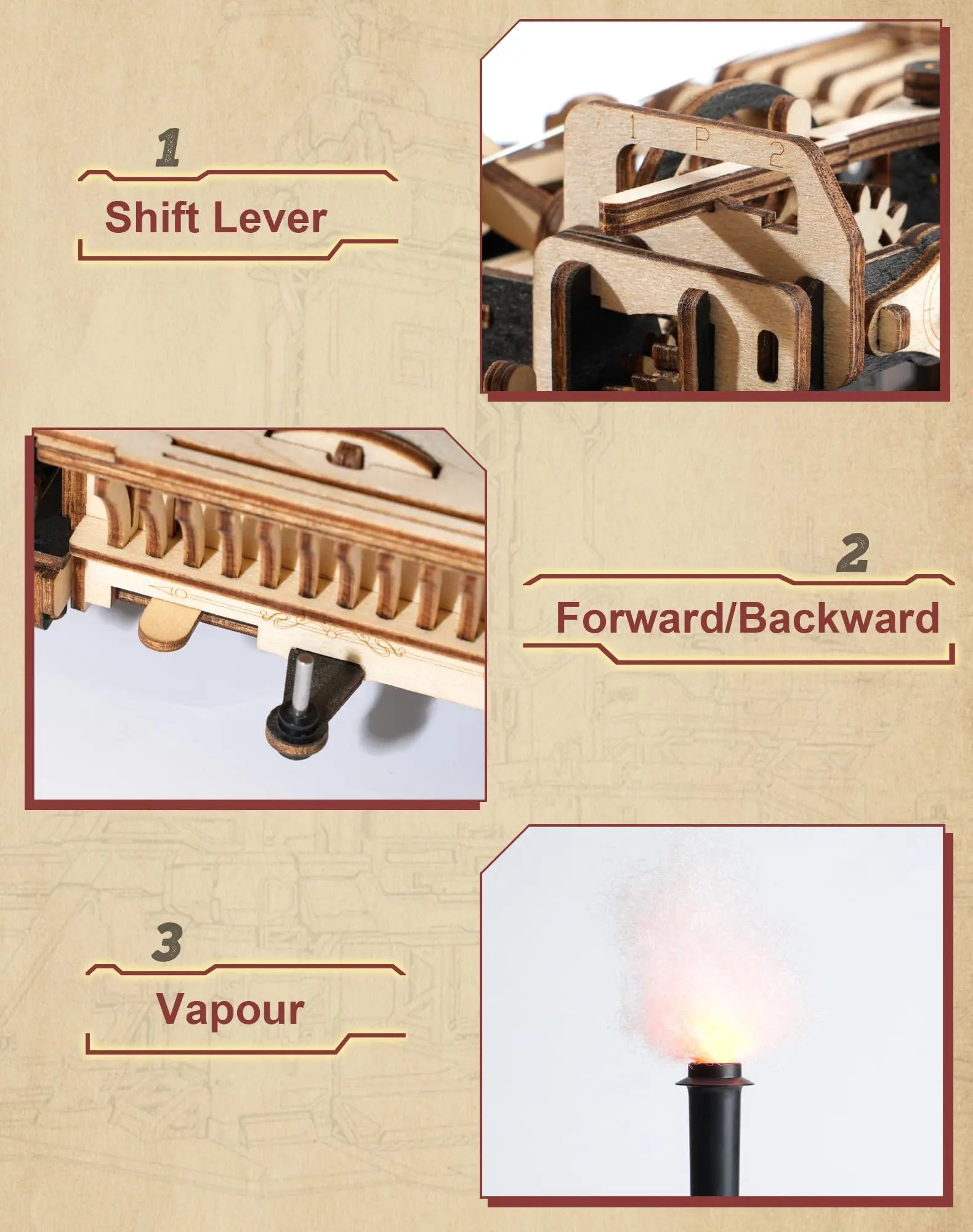 “Robotime ROKR Tractor Locomotive – 3D Wooden Puzzle Steam Engine Model Kit for Adults & Kids”