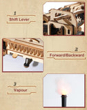 “Robotime ROKR Tractor Locomotive – 3D Wooden Puzzle Steam Engine Model Kit for Adults & Kids”