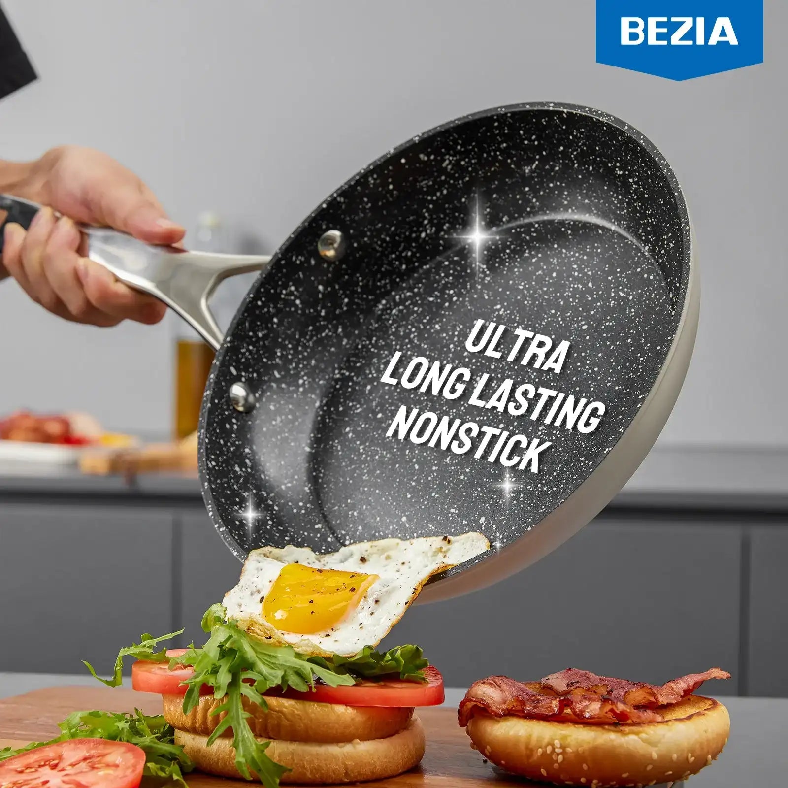 10-Piece Nonstick Induction-Ready Cookware Set – Bezia Pots & Pans with All-Stove Compatibility