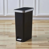 Better Homes & Gardens 10.5 Gallon Kitchen Step Trash Can – Slim Vertical Design, Step-On Pedal, Soft-Close Lid (Black)