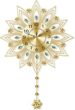 3D Peacock Wall Clock – Gold Wrought Iron Luxury Quartz Clock with Crystal Details & Hollow Carved Design (Silent Movement)