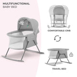 Kinderkraft LOVI Travel Bassinet – Portable Folding Baby Bed with Adjustable Hood & Built-in Mosquito Net