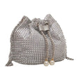 Women’s Luxury Rhinestone Bucket Bag – Glittering Drawstring Shoulder & Crossbody Satchel, Solid Color Fashion Dating Purse