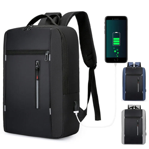 17" Anti-Theft Business Laptop Backpack with USB Converter — Travel & Work Organizer Bag