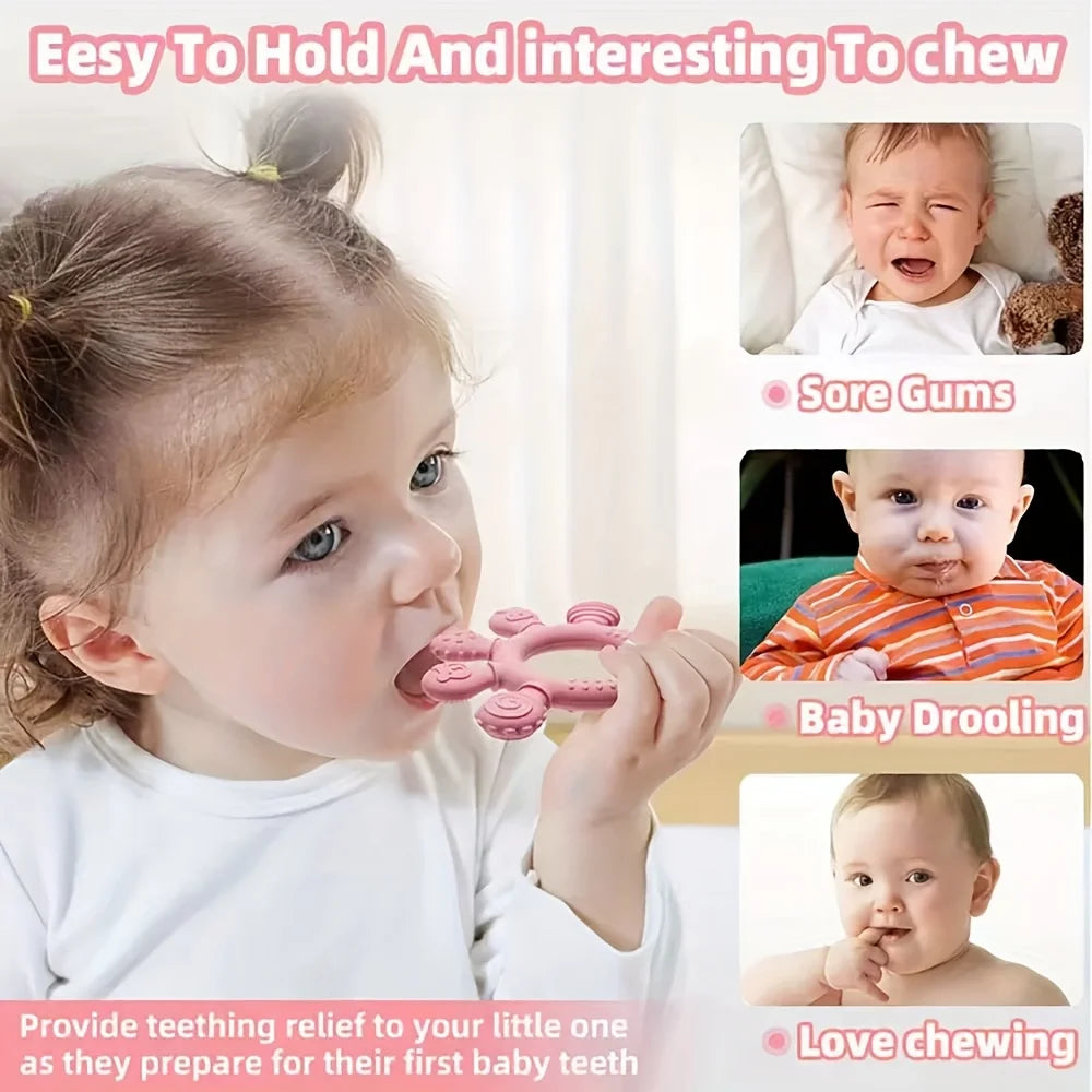 “Baby Silicone Teether – Soft BPA-Free Teething Stick Toy for Grasp Training, Biting & Chewing Relief for Infants & Toddlers”