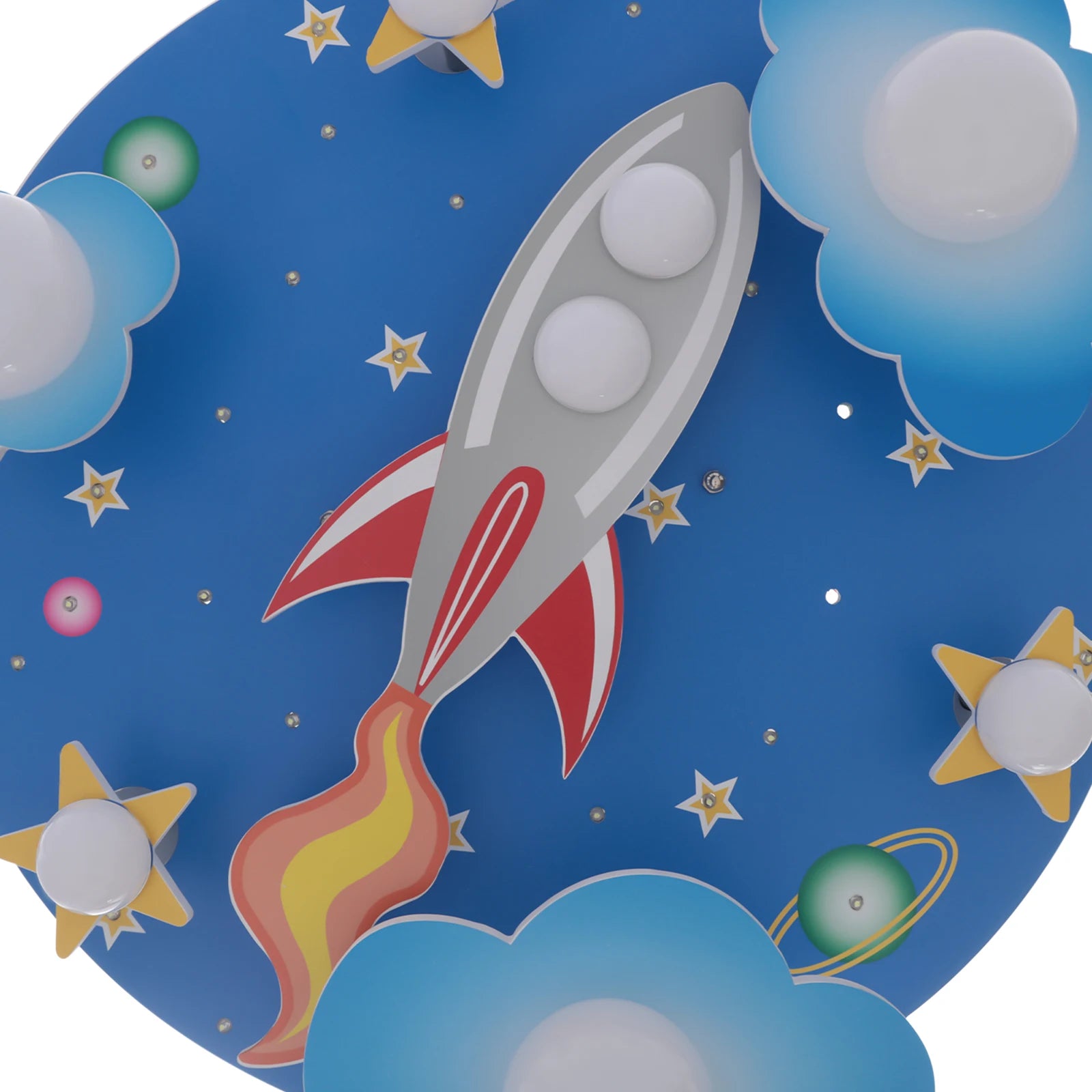23.62" Modern Cartoon LED Ceiling Light – Dimmable Blue Wood Star Design Flush Mount for Children’s Room 🌟💡