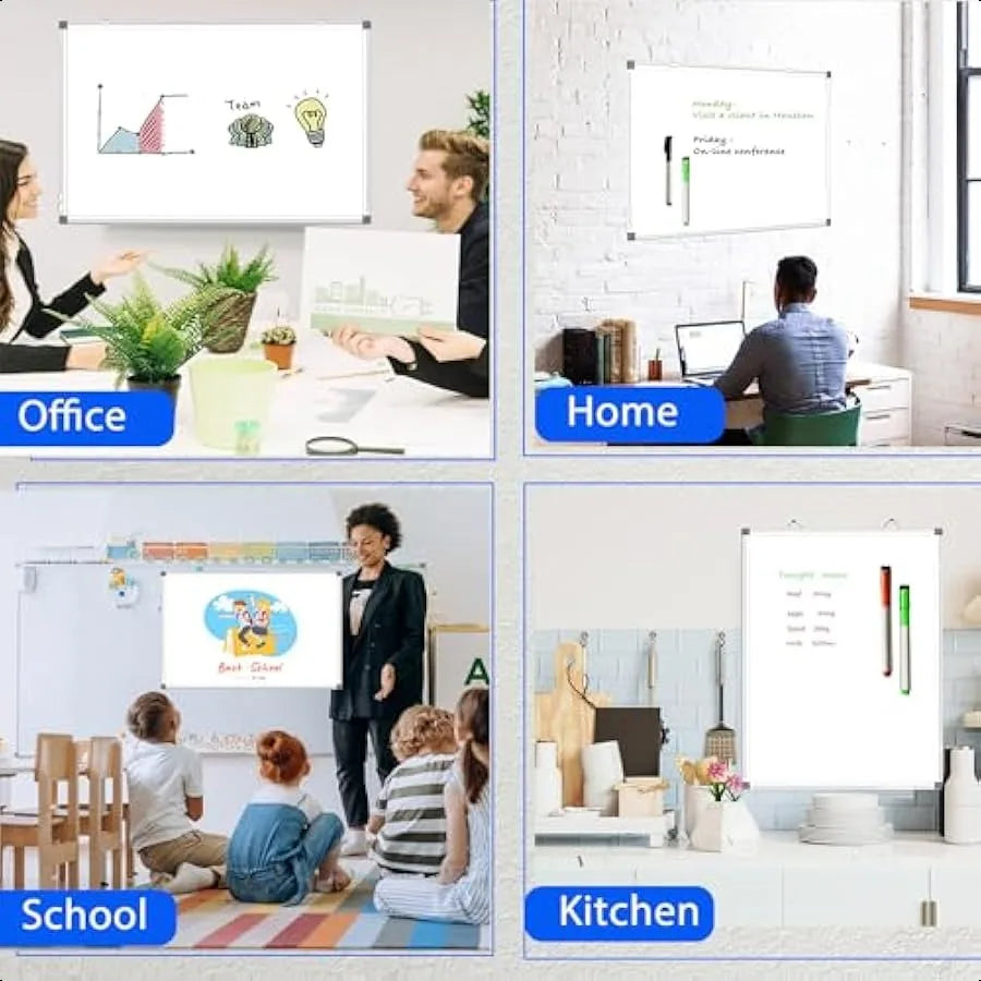 Double-Sided Dry Erase Whiteboard – 16" x 12" Hanging Board with Markers, Magnets & Eraser