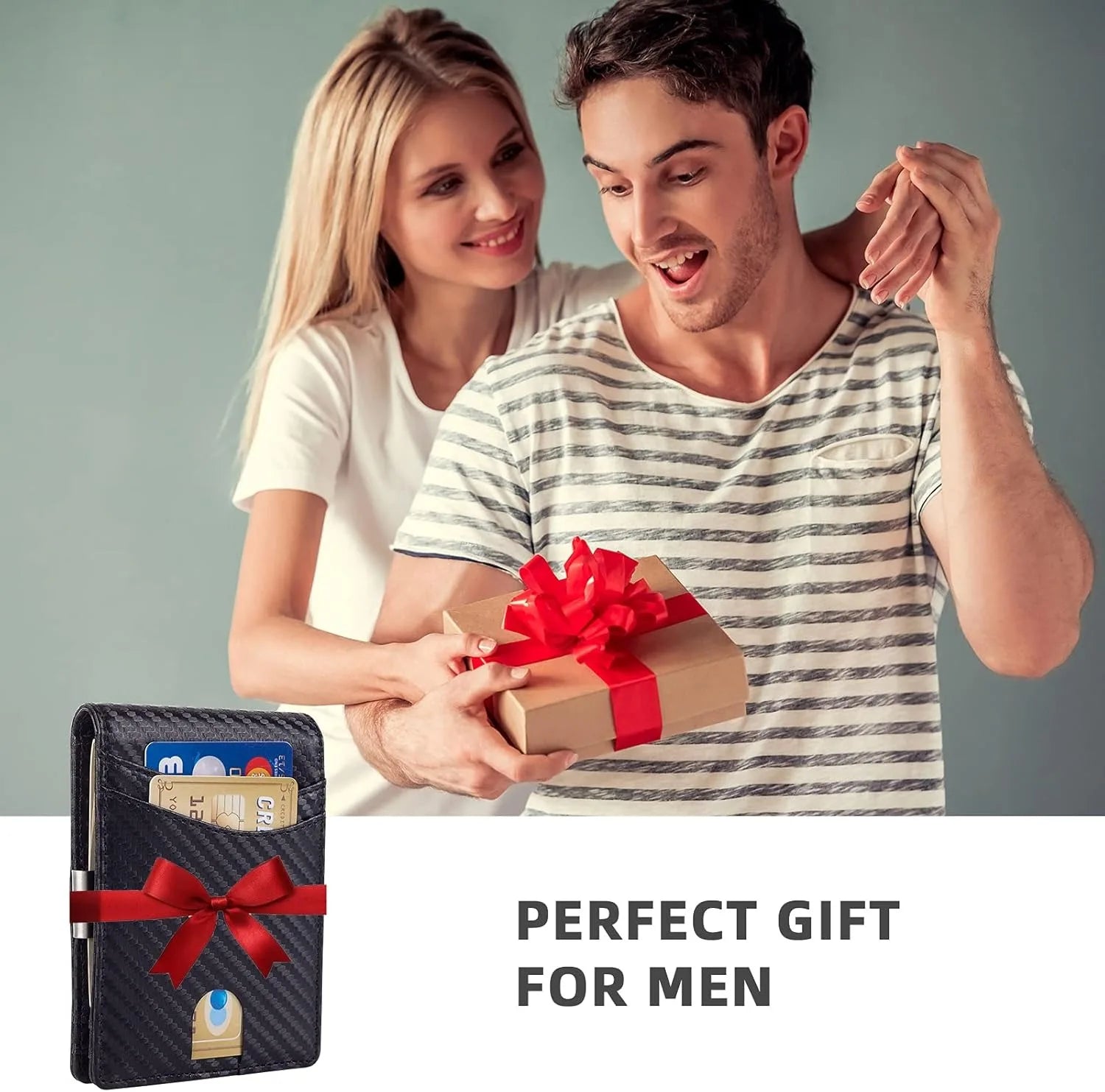 Men’s Minimalist Slim Leather Wallet – RFID Blocking Bifold with Money Clip for Front Pocket Carry