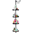 Rustproof 4-Tier Corner Tension-Pole Shower Caddy – Adjustable Height, Black Finish Organizer