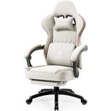 Dowinx Ergonomic Gaming Chair – Breathable Fabric Computer Chair with Pocket Spring Cushion & Gel Pad, Beige
