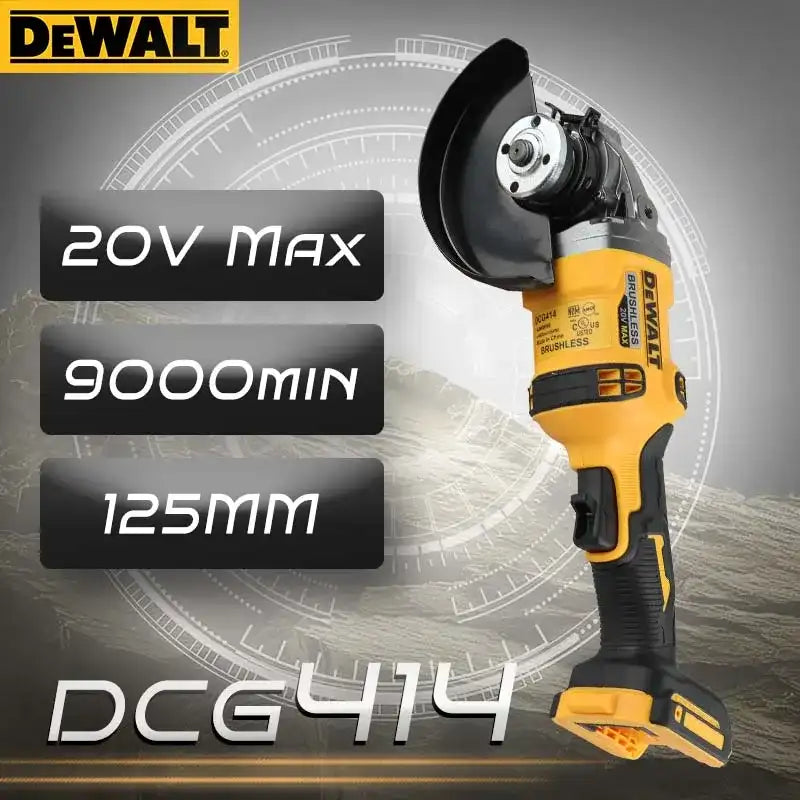 DEWALT DCG414 Brushless Angle Grinder – 125 mm / 4½″-6″ Disc, 9,000 RPM, Kickback Brake