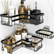 Corner Shower Caddy 3-Pack Adhesive – Stainless Steel Corner Shelf + Soap Holder & Hooks