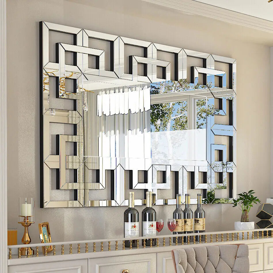 Large Rectangular Wall Mirror – Modern Accent with Grecian Venetian Frame for Living Room, Bathroom & Bedroom