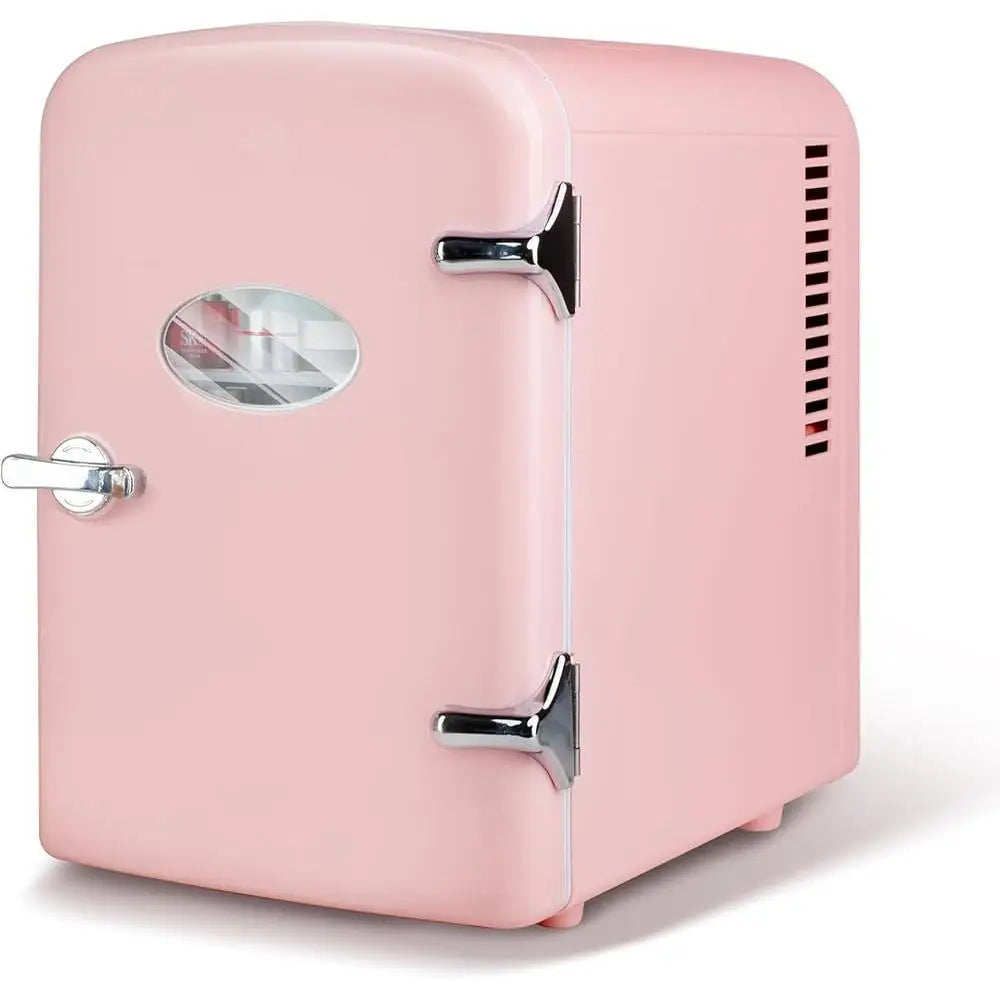 Portable Mini Fridge – 4 L / 6-Can Cooler & Warmer Compact Quiet Refrigerator with Observation Window