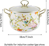 Vintage Deep Flower Cooking Pot with Glass Lid – Nonstick Thick Saucepan with Dual Handles 🍲🌸