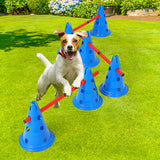 Dog Agility Hurdle Cone Set – Backyard Training Course with 12 Cones & 6 Agility Rods for Pet Exercise & Obedience