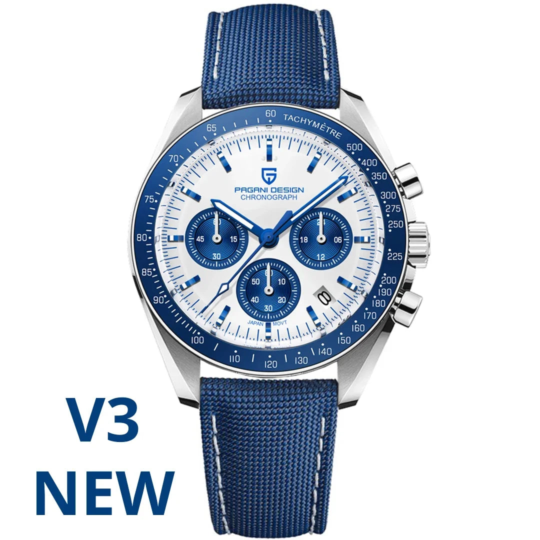 PAGANI DESIGN 2024 Men’s Luxury Quartz Chronograph Watch – Sapphire Mirror, Auto Date, Speed Dial ⌚✨