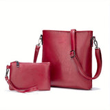 Women’s Soft Leather Two-Piece Shoulder & Crossbody Set – Elegant Messenger Handbag Combo for Daily Use
