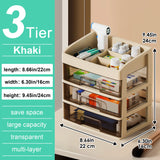 4-Tier Plastic Desktop Organizer with Drawers & Top Compartments – Storage Box for Cosmetics, Jewelry & Office Supplies