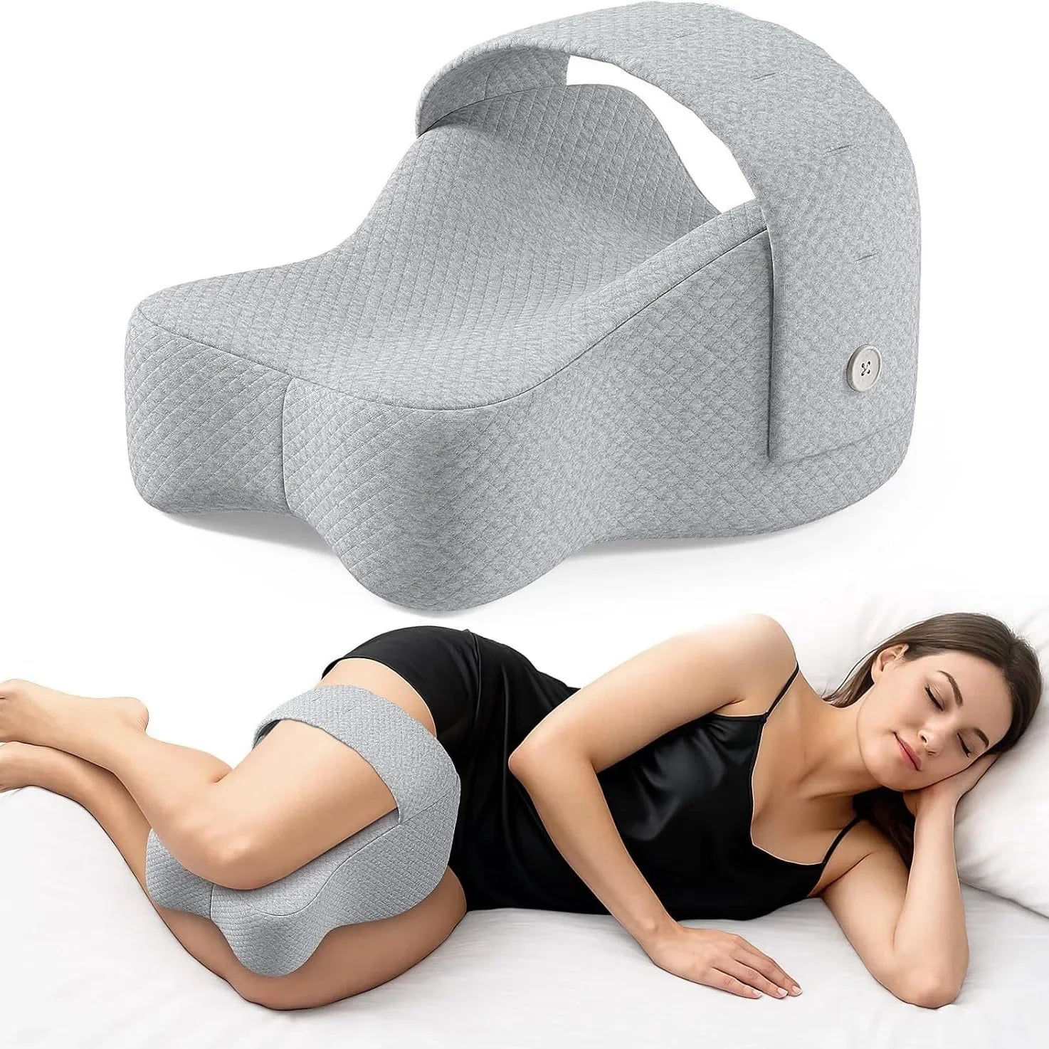 Memory Foam Knee Pillow – Orthopedic Leg, Hip & Spine Alignment Pillow for Sciatica Relief, Pregnancy & Side Sleepers