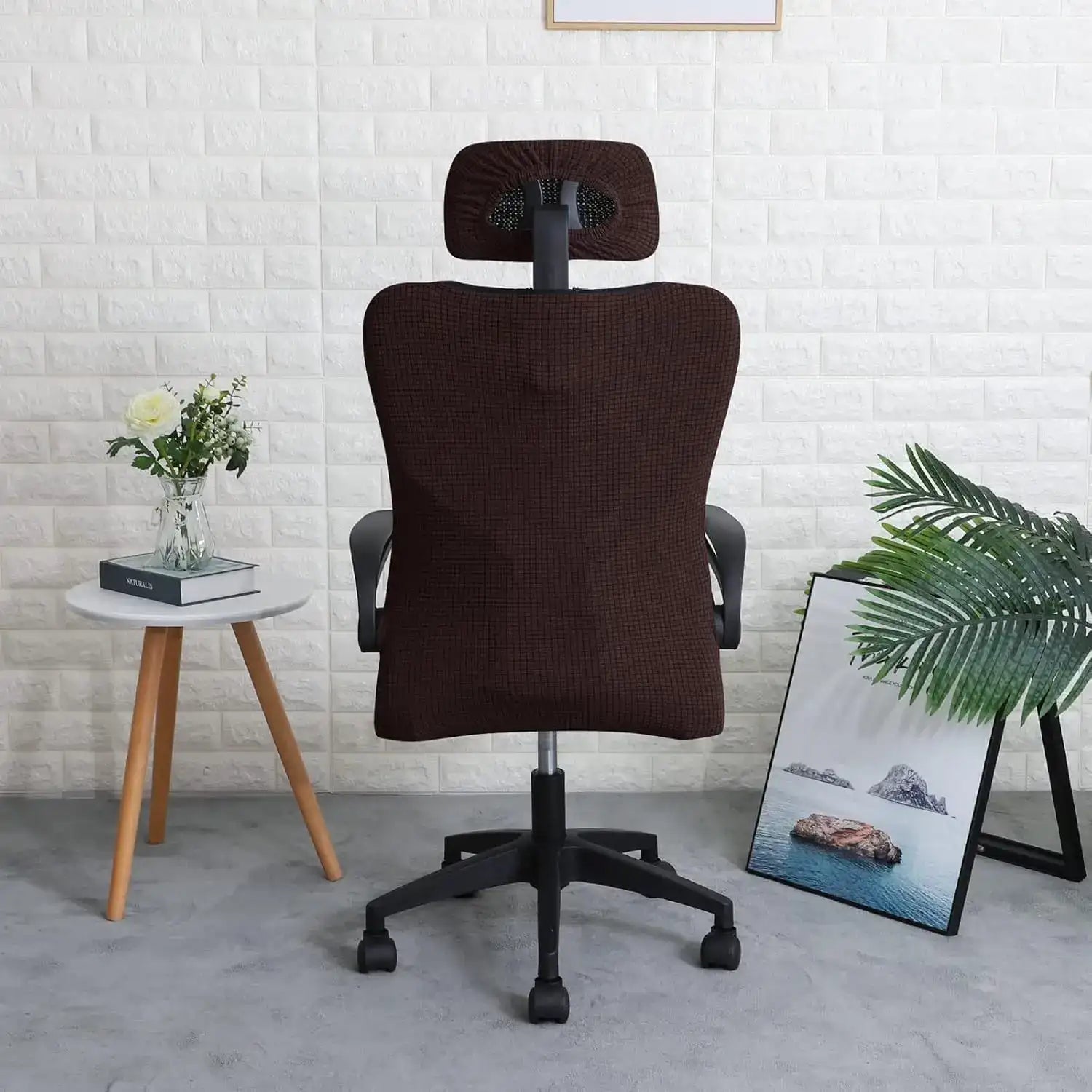 Water-Repellent Ergonomic Office Chair Cover Set with Headrest – Stretch Slipcover for Executive Computer Seat