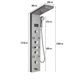 LED Light Rainfall Shower Panel System – Thermostatic Mixer Tap with Massage Jets & Digital Temperature Screen