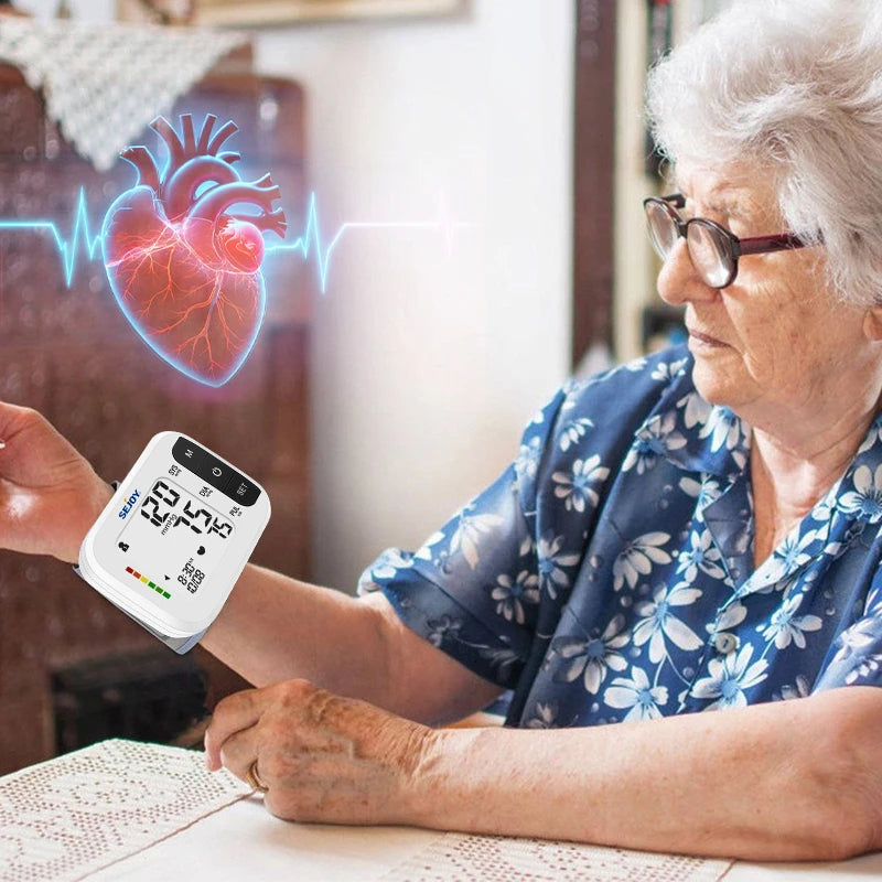 Sejoy Digital Wrist Blood Pressure Monitor with Finger Pulse Oximeter – OLED Blood Oxygen, Heart Rate & BP Monitor for Home Use