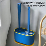 3-in-1 Silicone Toilet Brush & Holder Set – Flexible Silicone Bristles, Compact Storage Design