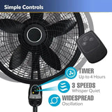 18″ Oscillating Cyclone Pedestal Fan – 3 Speeds, Adjustable Height, Timer & Remote Control