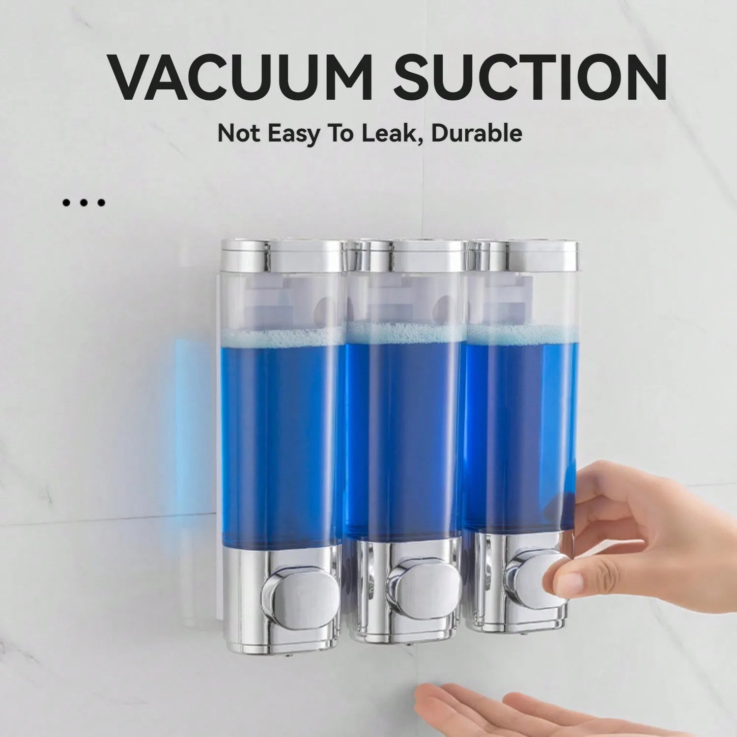 3-in-1 Chamber Wall-Mounted Shower Dispenser & Organizer – Pump for Shampoo, Soap & Conditioner