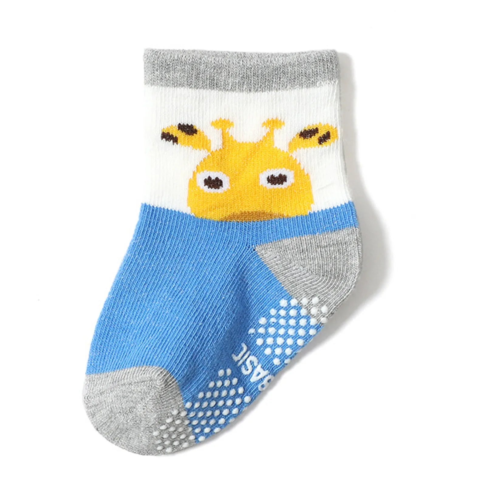 12-Pack Non-Slip Kids’ Socks with Grips – Cotton Crew Socks for Toddlers & Baby Boys/Girls, Ages 3–5 Years