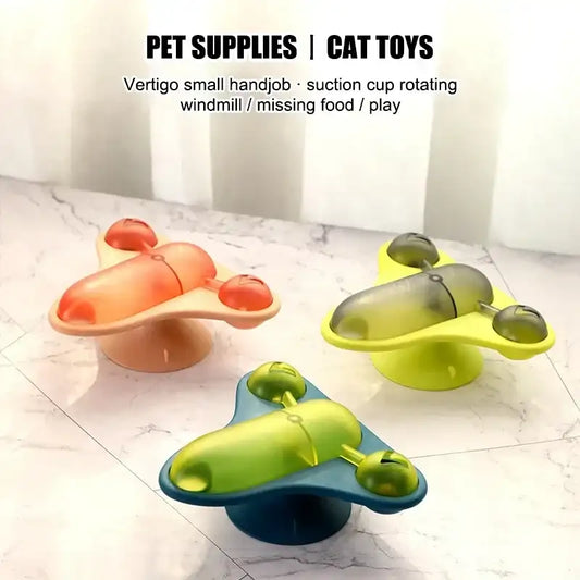 “Rotating Flying Chair Interactive Cat Teaser Toy – Spinning Small Aircraft Design with Treat Dispenser”