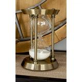 DecMode 6″ x 9″ Brass Metal Hourglass Sand Timer – Luxury White Sand Glass & Antique Finish Décor Piece