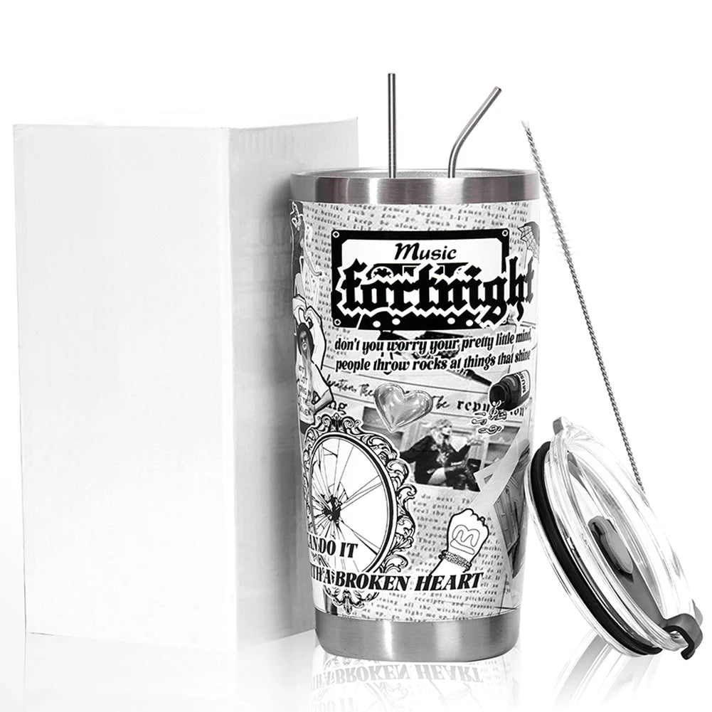 20oz Vacuum Insulated Stainless Steel Tumbler with Straw – Thermal Cup for Hot & Cold Drinks