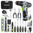 WORKPRO 108-Piece Home Tool Kit with 12 V Electric Drill/Driver & 3/8″ Keyless Chuck