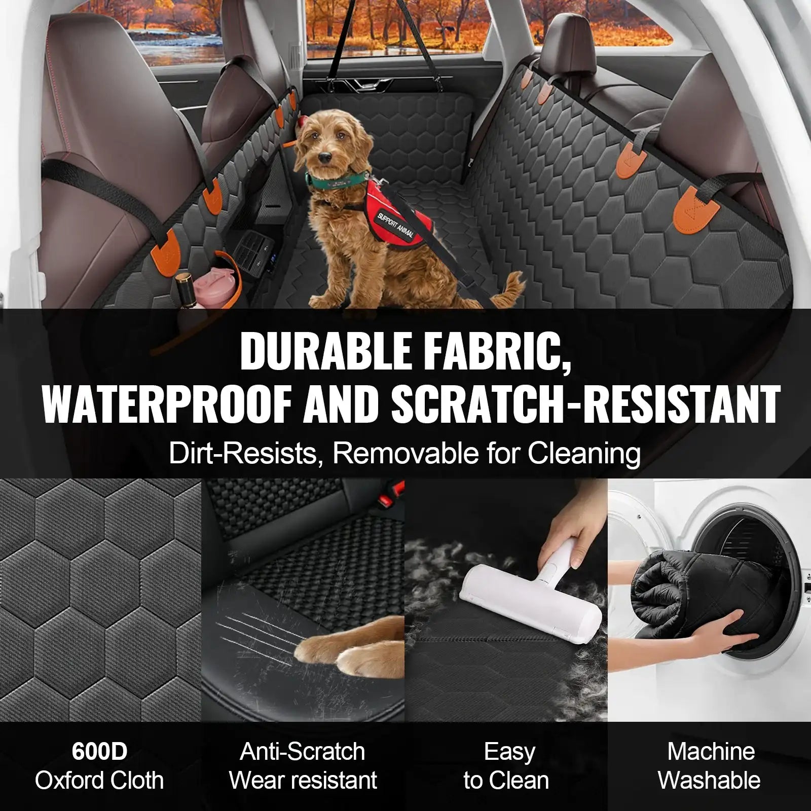 “Vevor Back Seat Extender Dog Car Seat Cover – Hammock Bed with Mesh Window & Storage Pocket, Supports up to 350 lbs”