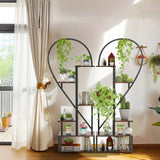Heart-Shaped 6-Tier Metal Plant Stand Shelf – Indoor & Outdoor Display Rack for Plants