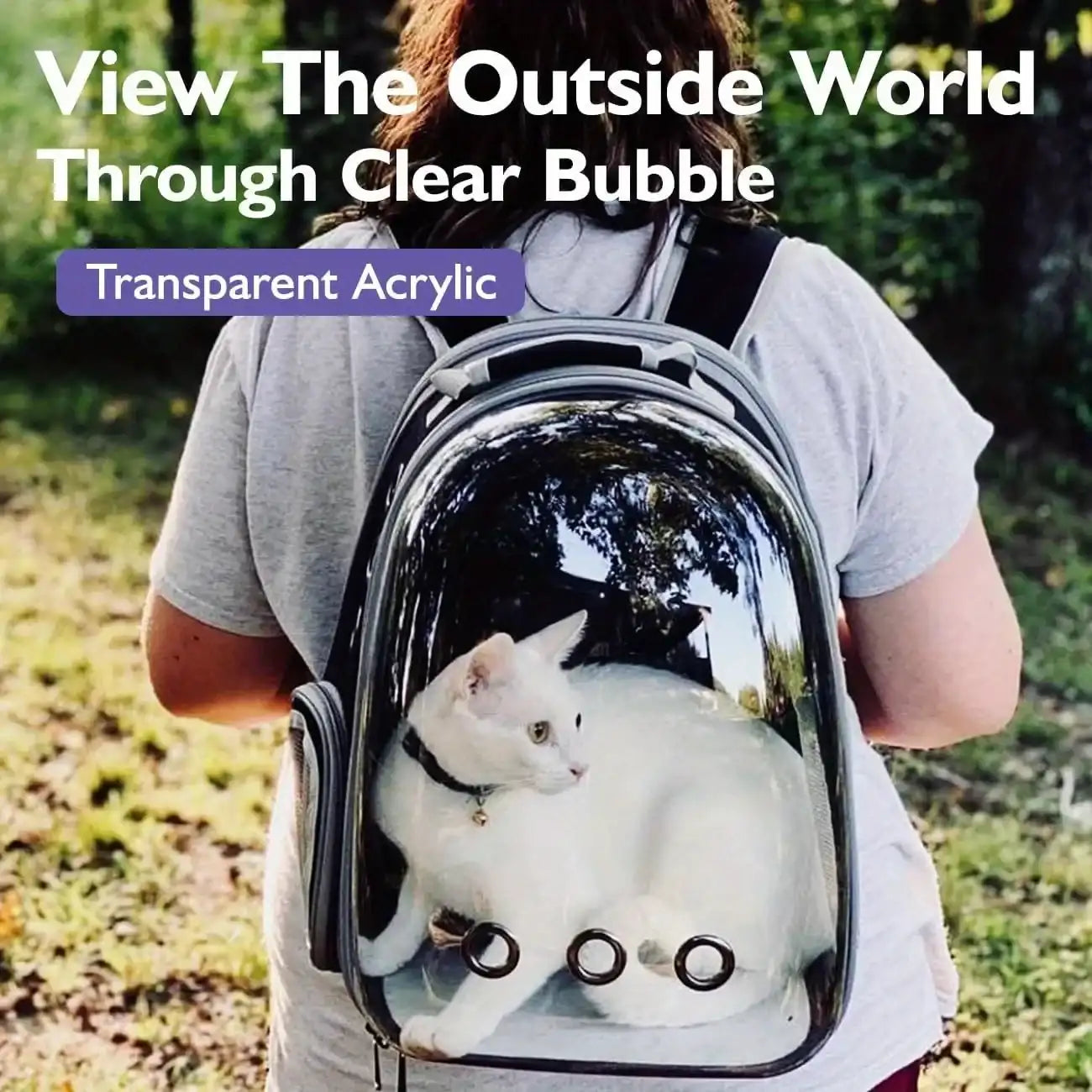 “Pet Backpack Carrier with Transparent Bubble Window – Breathable Travel Bag for Small & Medium Cats and Dogs”